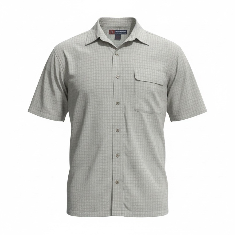 Reel Legends Short Sleeve Fishing Shirt Mens Large Tan Plaid Vented